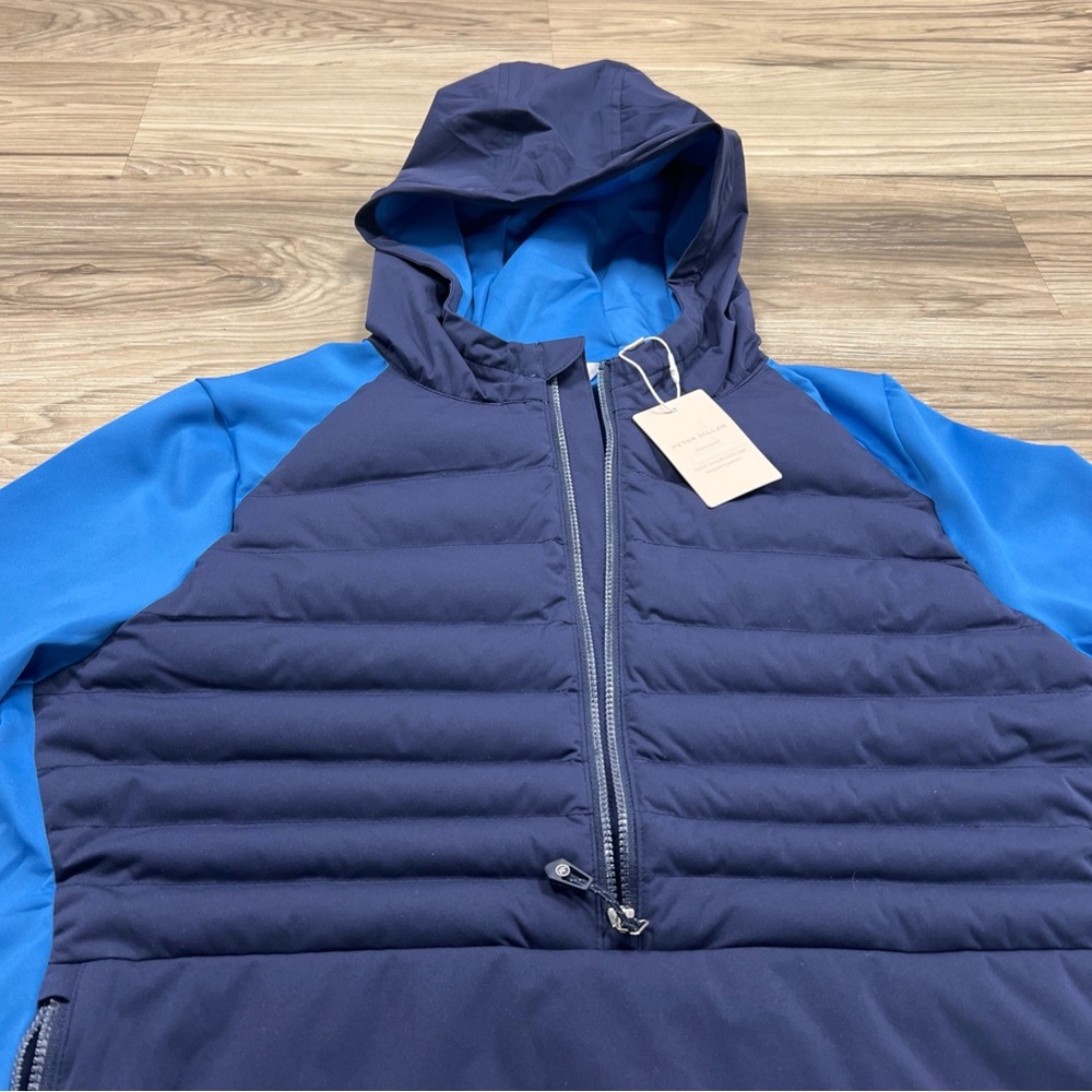 Peter Millar Merge 1/2 Zip Hooded Jacket Navy/Abaco Blue Women Large LF24EZ09 - Picture 4 of 6